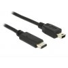 Delock Kabel USB Type-C™ 2.0 samec > USB 2.0 typ Mini-B samec 0,5 m černý 83335