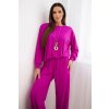 Kesi dámska súprava z viskózy mikina s príveskom a široké nohavice violet