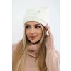 Fashionweek dámska zimná čiapka s ozdobnými kamienkami k395 krémová