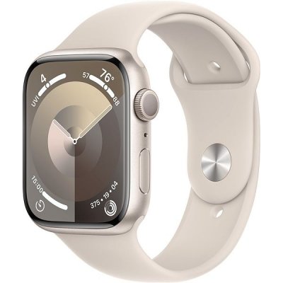 Apple Watch Series 9 45 mm Hviezdno biely hliník s hviezdno bielym športovým remienkom – M/L MR973QC/A