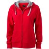 James & Nicholson Mikina Lifestyle JN 962 s kapucí, dámská COT02096259905-red/grey he 2XL Červená/Melír šedá