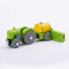 Bigjigs Drevené vláčiky Traktor s vlečkou zelený