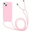 SES Gumový ochranný kryt so šnúrkou na krk pre Apple iPhone 15 Pro - svetlo ružová 14962