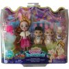 Mattel GYJ08 Kráľovská súprava hračiek Enchantimals so zajačou rodinou Brystal Bunny a tromi roztomilými zajačikmi