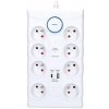 Solight PO80 prepäťová ochrana biela / 370J / 8 zásuviek / 2m (8592718017668)