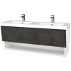 Dreja Umývadlová skrinka INVENCE SZZO 125 (dvojumývadlo Harmonia) - L01 Biela vysoký lesk / D16 Tmavý betón