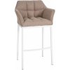 Design-Shop Barová stolička Damaso W - filc, biely 4-nohý rám - Sivo hnedá (Taupe)