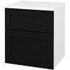 Dreja Nízka kúpeľňová skrinka s košom na bielizeň PORTO SNZ2K 50 - L01 Biela vysoký lesk / Úchytka T00 / M17 Čierna mat