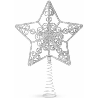 Ozdoba na špic vianočného stromu - hviezda - 20 x 15 cm - strieborná
