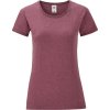 Fruit of the Loom Tričko Lady-Fit Iconic 150 T, krátký rukáv, dámské COT-161432n2903 L Melír burgundová