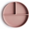 Mushie Delený silikónový tanier s prísavkou mushie - blush