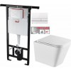 ALCA Predstenový inštalačný systém s bielym tlačidlom M1710 + WC INVENA FLORINA /VÍROVÉ SPLACH/ WITH SOFT se sedlem RIMLESS AM102/1120 M1710 FL1
