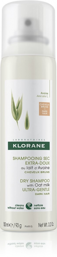 Klorane Oat Milk suchý šampón pre tmavé vlasy ultra jemný 150 ml