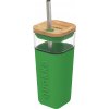Hrnček Quokka Liquid Cube Green sklenený so slamkou 540 ml