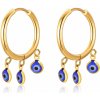 Dámske Oceľové kruhové náušnice Modré oko Zlaté
