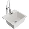 Mexen Milo, 1-komorový granitový drez 435x410x171 mm a drezová batéria Aster, biela, 6505-20-73450-02