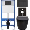 CERANO - Kompletný podomietkový WC set Lite/Verde - čierna matná - WC tlačidlo Classic, čierne matné - predstenová inštalácia / sadrokartón - 49x36 cm CER-8050BD37