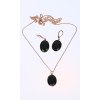 Set náhrdelník a náušnice čierny ovál Ružovo zlatá retiazka