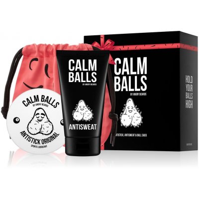 Angry Beards Calm Balls Antistick gel na intímne partie pre mužov 100 ml + Antisweat krémový dezodorant na intímne partie 150 ml + batoh darčeková sada