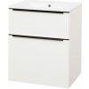 Mereo Mereo, Mailo, kúpeľňová skrinka s keramickým umývadlom 61 cm, čierne madlo, MER-CN540B