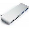 Replikátor portov Satechi Aluminium Type-C Passthrough USB Hub (3x USB 3.0, MicroSD) - Silver (ST-TCUPS)