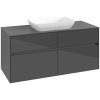 VILLEROY & BOCH Collaro závesná skrinka pod umývadlo na dosku (umývadlo v strede), 4 zásuvky, 1200 x 500 x 548 mm, Glossy Grey, C11200FP