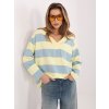 Factory Dámska oversize mikina s pruhmi a V výstrihom – pohodlný casual štýl Farba: Svetlo žltá, Veľkosť: UNI