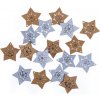 Drevené nalepovacie ozdoby 16ks - zlaté a strieborné hviezdy