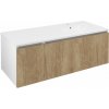 Sapho LOREA skrinka s umývadlom 121x46x51,5cm (30+90cm), pravá, dub Alabama/biela matná LE090-2231-R-02