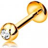 Šperky eshop - Briliantový piercing do pery a brady, 14K zlato - gulička s diamantom, 6 mm S3BT503.58