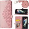 Peňaženkové kožené puzdro Cubic na Samsung Galaxy Z Fold4 - Ružová