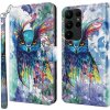 Peňaženkové 3D puzdro Painting na Samsung Galaxy S24 Ultra 5G - Watercolor Owl