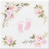 Obrúsky PAW AIRLAID 40x40 cm Baby Feet light pink [50 ks]