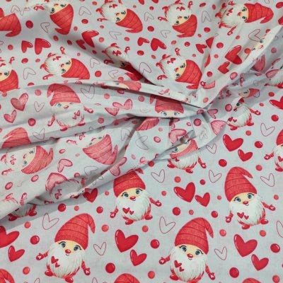 Vianočný vzor bavlnenej látky Mikuláša na Šedem, metráž 160 cm
