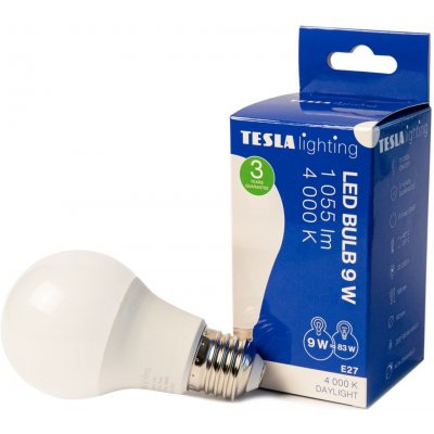 Tesla LED žárovka BULB E27/9W/230V/1055lm/25 000h/4000K denní bílá 220st