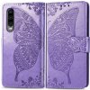 Peňaženkové kožené puzdro Butterflyna Huawei P30 – Fialová