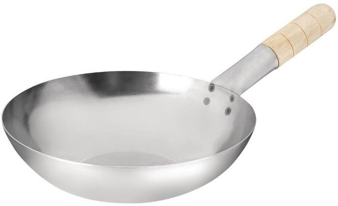 Vogue wok z mäkkej ocele s plochým dnom 254 mm