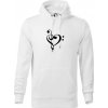 Husľový kľúč srdce - Mikina pánska Cape s kapucňou - M ( Biela )