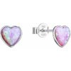 Strieborné náušnice so syntetickým opálom ružové srdce 11337.3 Pink s. Opal
