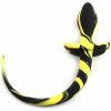 Slave4master Silicone Puppy Tail Black-Yellow, silikónový análny kolík – psí chvost 7,5 x 3,1 cm