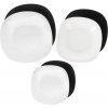 Jedálenská sada LUNA Black & White 18 dielov – moderné hranaté taniere z opálového skla