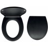 Ferro WC sedátko WC/BLACK, čierny duroplast, plastové závesy, oválne