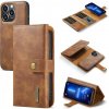 Multifunkčné peňaženkové puzdro DG.MING na iPhone 13 Pro Max - Hnedá