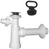 Bruckner Umývadlový sifón s odbočkou, nerez výpusť, zátka s uchom, odpad 40 mm, biela 151.114.0