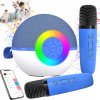 Karaoke Mikrofón Bezdrôtový Reproduktor Bluetooth pre Deti 2 Mikrofóny LED