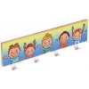 KNK, Moderný vešiak na stenu - veselé deti (40x10 cm) so 4 bielymi vešiačikmi, IK-2909029