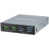 AKASA přední panel HUB 4 Port USB nabíjecí panel s dual Quick Charge 3.0 a dual USB 3.1 porty