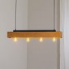 Luminex Stropné svietidlo Miluza, čierne/hnedé, dĺžka 76 cm, drevo, 4-pl. - 1637