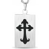 CITY STORM Pánska oceľová retiazka s príveskom platnička s čiernym krížom + pri tomto produkte si môžete zvoliť dĺžku retiazky