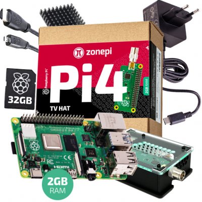 Zonepi Raspberry Pi 4B 2GB TV HAT + box + príslušenstvo